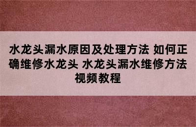 水龙头漏水原因及处理方法 如何正确维修水龙头 水龙头漏水维修方法视频教程